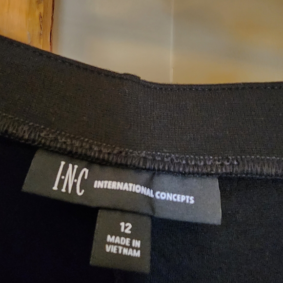 INC International Concepts Black Straight Leg Pants Gold Zipper Detail - Picture 2 of 8